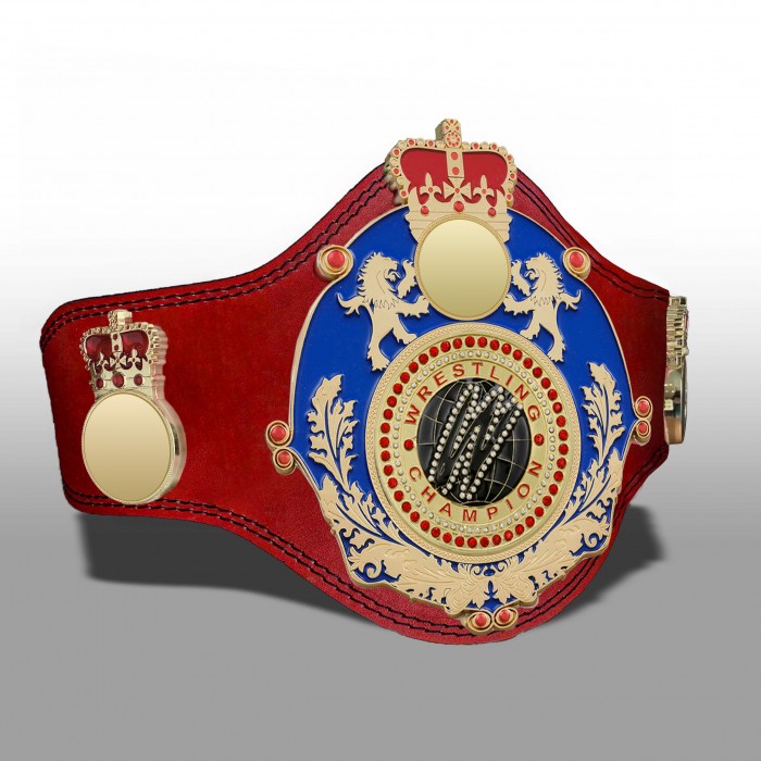 QUEENSBURY PLT LEATHER WRESTLING CHAMPIONSHIP BELT - PLTQUEEN/BLUE/G/WRESTGEMG - AVAILABLE IN 4 COLOURS